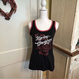Harley-Davidson Tank Top with Red Trim and White Logo